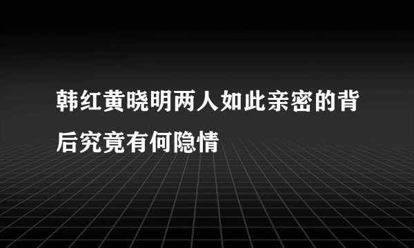 韩红黄晓明两人如此亲密的背后究竟有何隐情