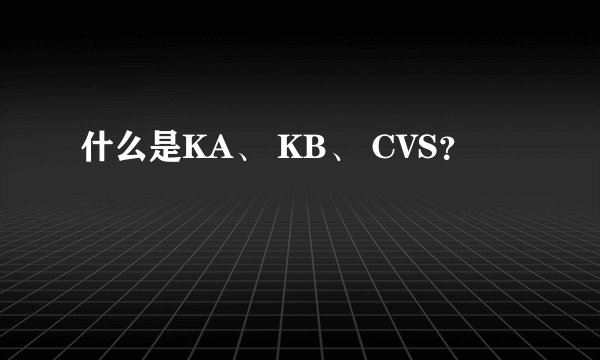 什么是KA、 KB、 CVS？