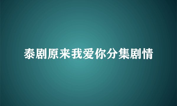 泰剧原来我爱你分集剧情