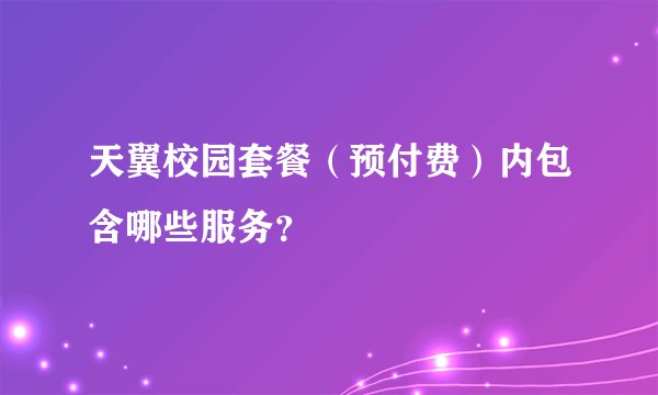 天翼校园套餐(预付费)内包含哪些服务?