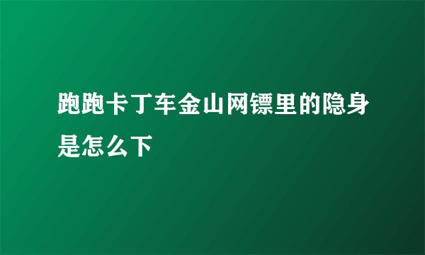 跑跑卡丁车金山网镖里的隐身是怎么下