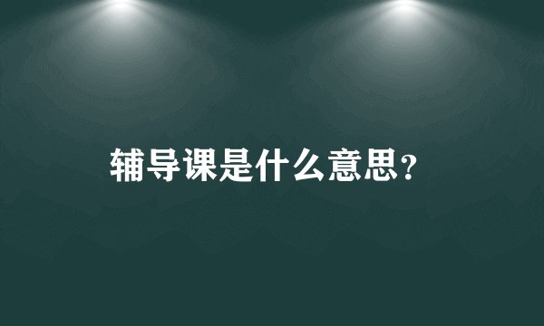 辅导课是什么意思？
