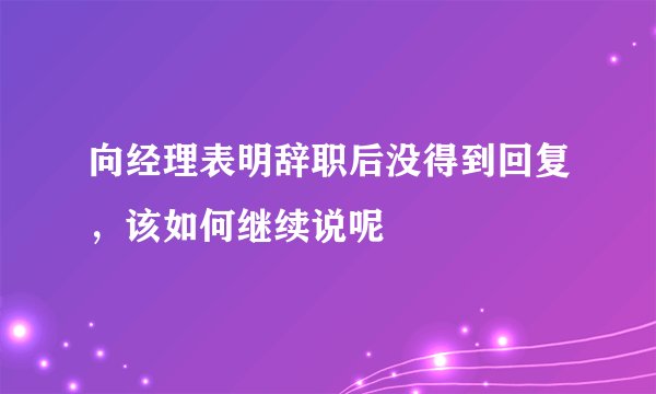 向经理表明辞职后没得到回复，该如何继续说呢