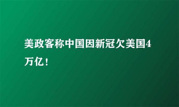 美政客称中国因新冠欠美国4万亿！