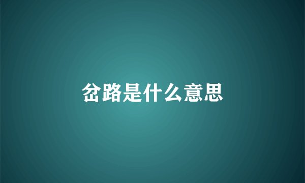 岔路是什么意思