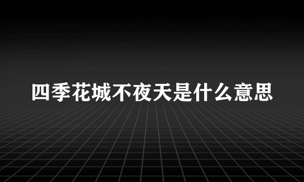 四季花城不夜天是什么意思