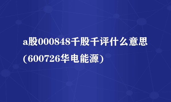a股000848千股千评什么意思(600726华电能源)
