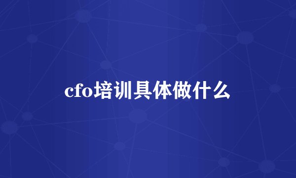 cfo培训具体做什么