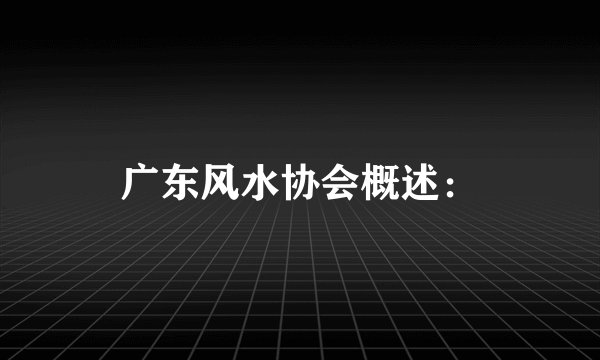 广东风水协会概述：