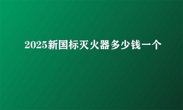 2025新国标灭火器多少钱一个