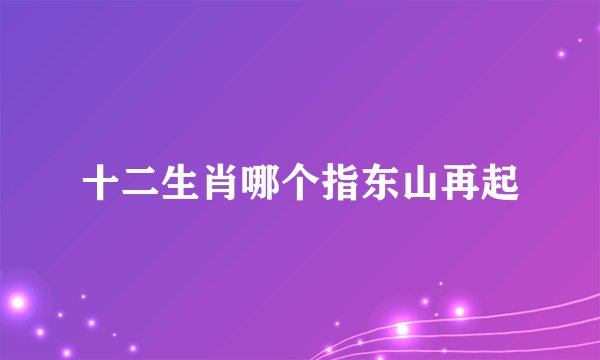 十二生肖哪个指东山再起