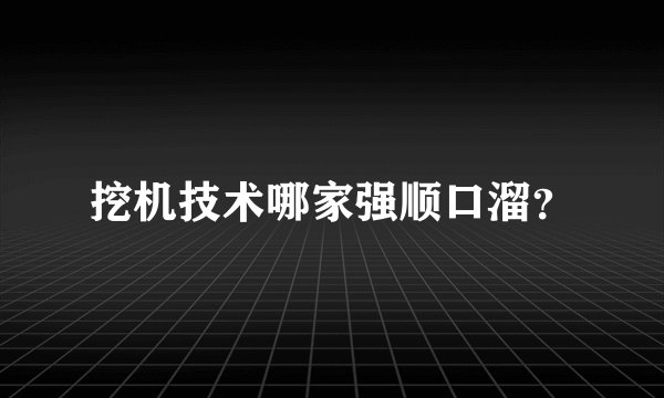 挖机技术哪家强顺口溜？