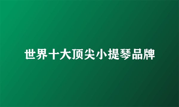 世界十大顶尖小提琴品牌