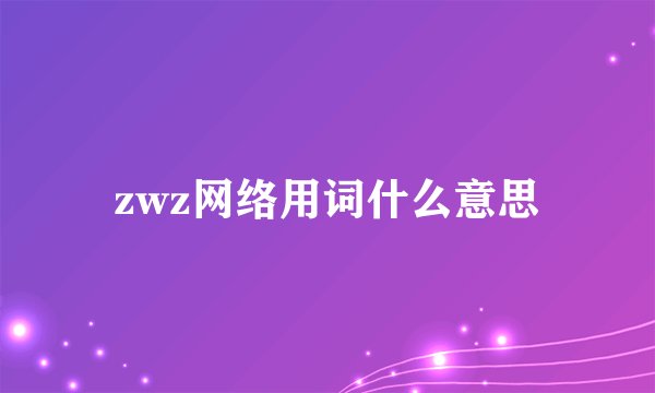 zwz网络用词什么意思