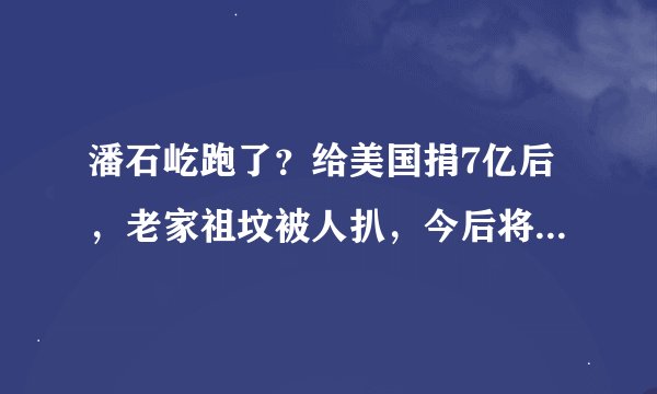 潘石屹跑了？给美国捐7亿后，老家祖坟被人扒，今后将专注慈善