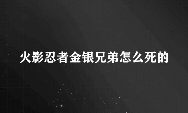 火影忍者金银兄弟怎么死的