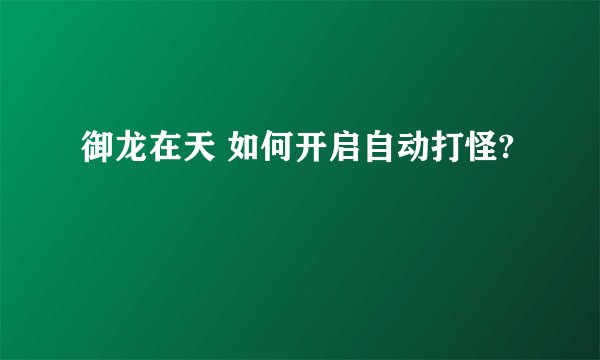 御龙在天 如何开启自动打怪?
