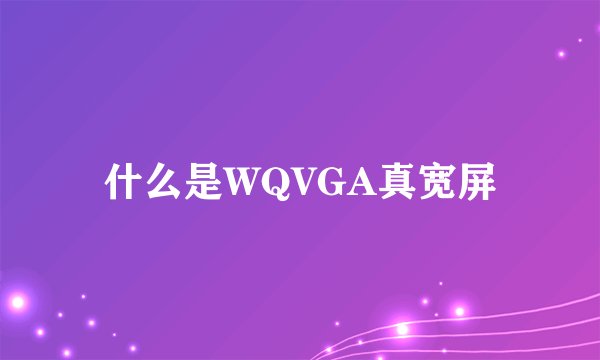 什么是WQVGA真宽屏
