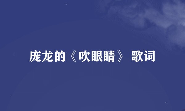 庞龙的《吹眼睛》 歌词