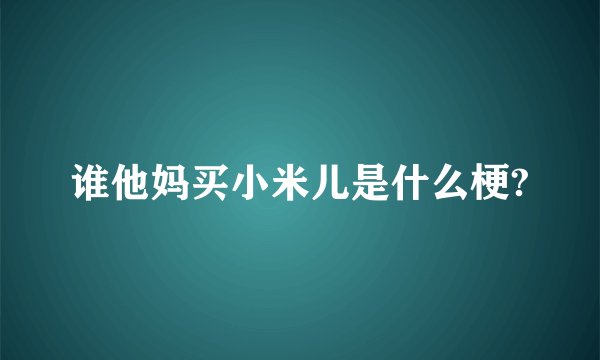 谁他妈买小米儿是什么梗?