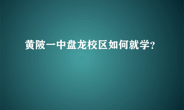 黄陂一中盘龙校区如何就学？
