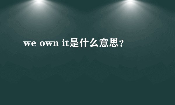 we own it是什么意思？
