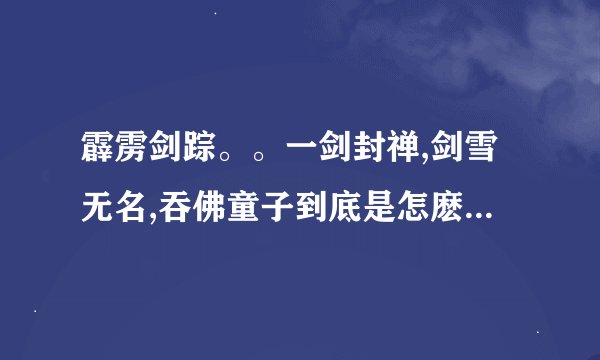 霹雳剑踪。。一剑封禅,剑雪无名,吞佛童子到底是怎麽个关系啊。谁...