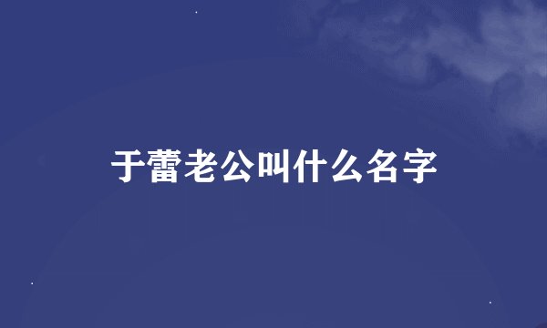 于蕾老公叫什么名字