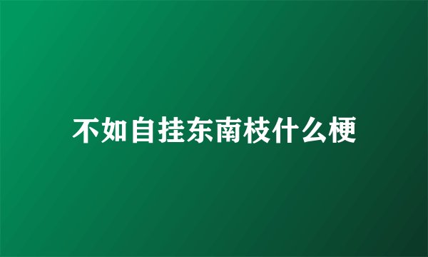 不如自挂东南枝什么梗