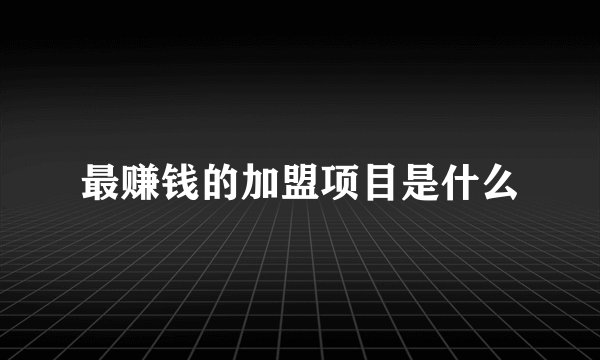 最赚钱的加盟项目是什么