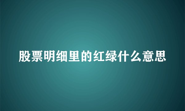 股票明细里的红绿什么意思