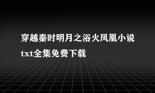 穿越秦时明月之浴火凤凰小说txt全集免费下载