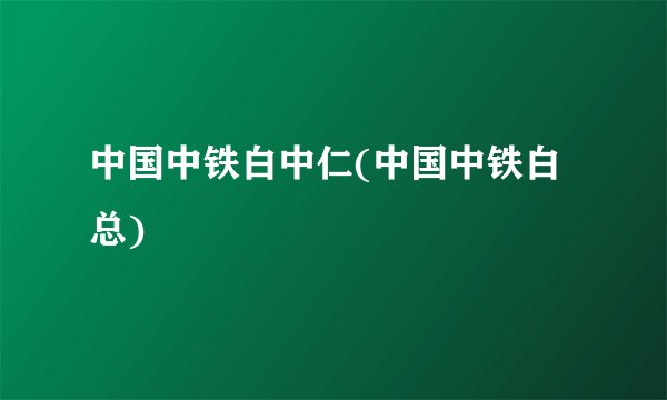 中国中铁白中仁(中国中铁白总)