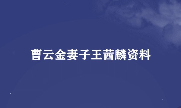 曹云金妻子王茜麟资料