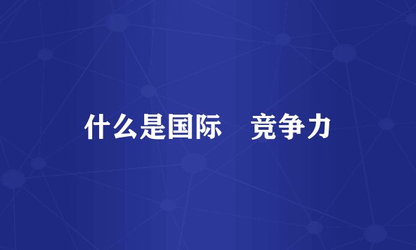 什么是国际 竞争力