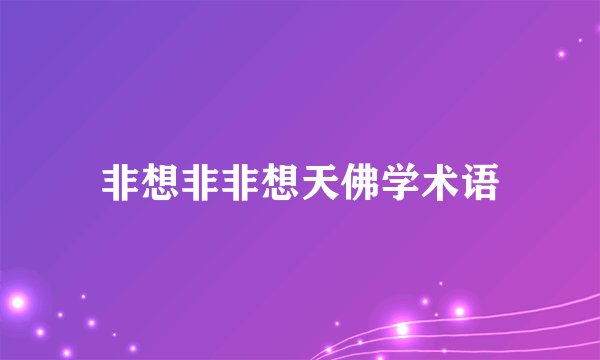非想非非想天佛学术语