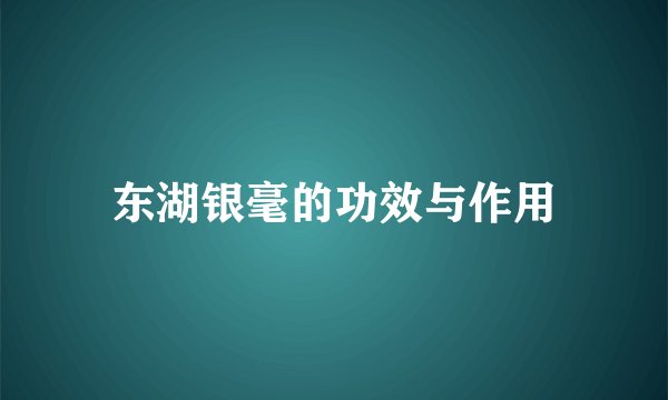 东湖银毫的功效与作用