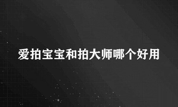 爱拍宝宝和拍大师哪个好用