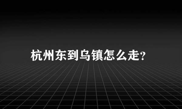 杭州东到乌镇怎么走？