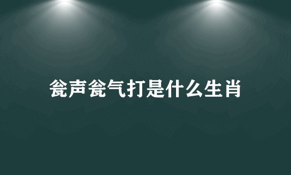 瓮声瓮气打是什么生肖