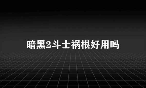 暗黑2斗士祸根好用吗