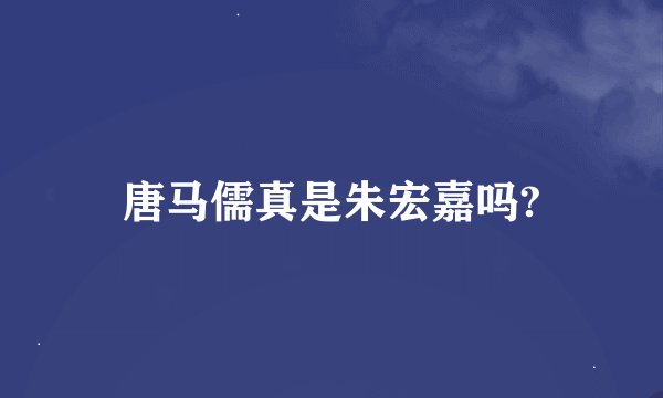 唐马儒真是朱宏嘉吗?