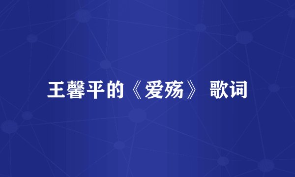 王馨平的《爱殇》 歌词