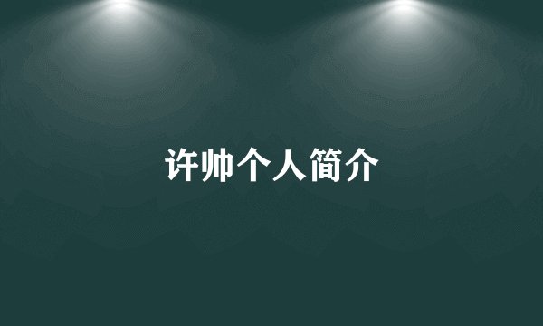 许帅个人简介