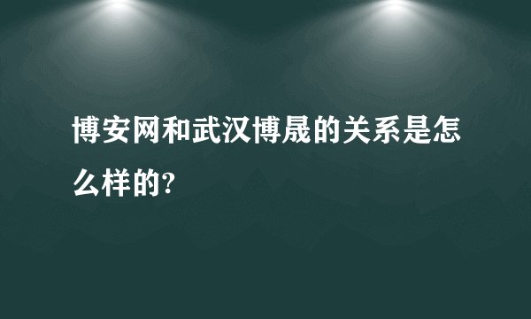 博安网和武汉博晟的关系是怎么样的?