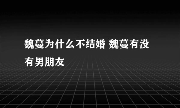 魏蔓为什么不结婚 魏蔓有没有男朋友