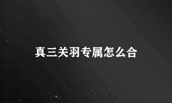 真三关羽专属怎么合