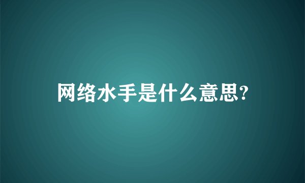 网络水手是什么意思?