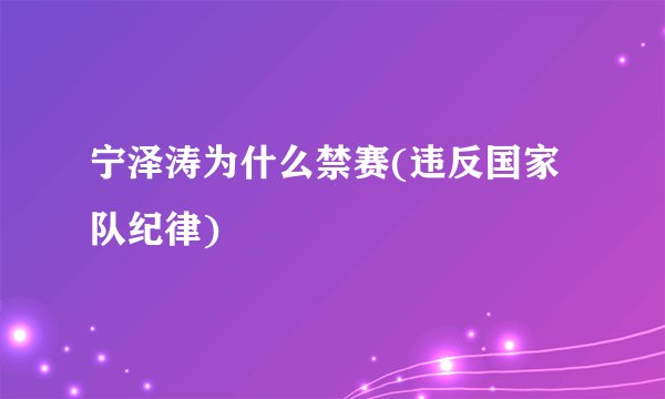 宁泽涛为什么禁赛(违反国家队纪律)