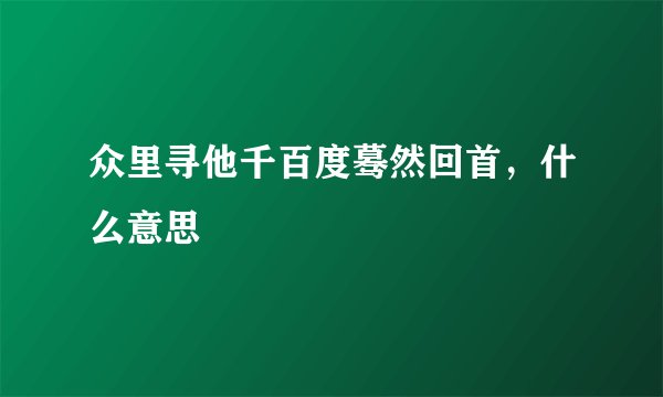 众里寻他千百度蓦然回首，什么意思
